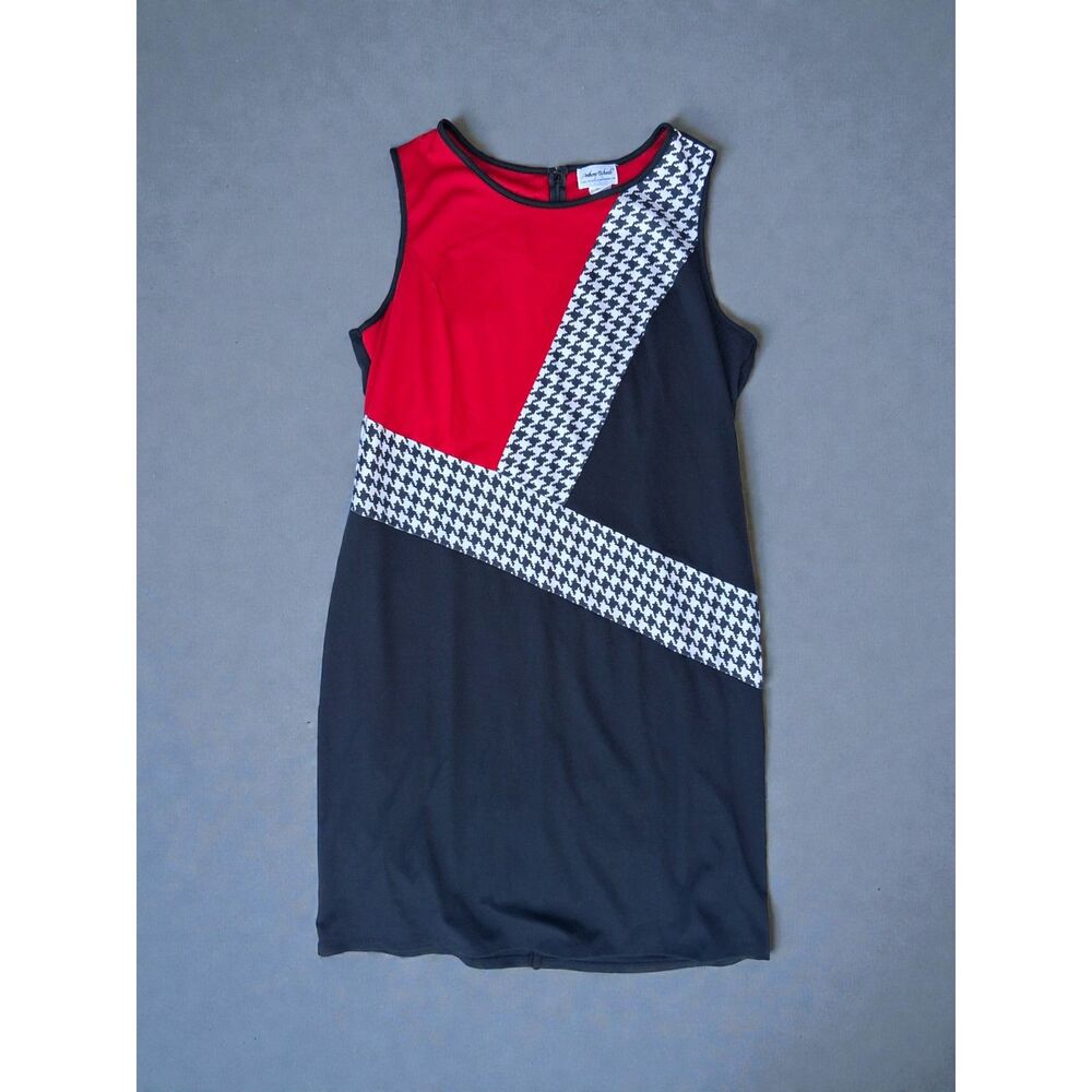 Anthony Richards Plus Size 20 Colorblock Houndstooth Sleeveless Sheath Dress